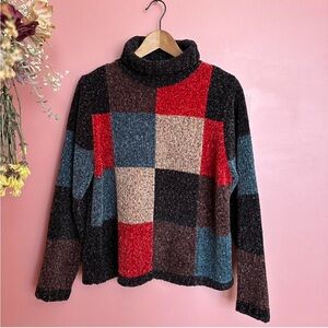 Chic Patchwork Turtleneck Sweater